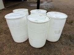 (5) Plastic 50 Gallon Barrells, Buying All for One Money