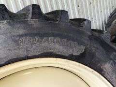 (2) Firestone All Traction 23 480/80R46 Tires on 10 Bolt Rims, 11” Centers