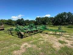John Deere 680 Chisel Plow, 25’ Wide, Fold up Wings, Walking Tandems, 3 Bar Harrow, SN: 002635