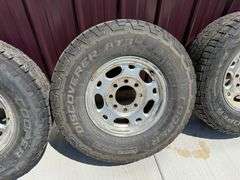 (4) Cooper Discovery LT265/75R16 Tires and Rims, 8x180 Bolt Pattern, Came off a 2007 Chevrolet 2500