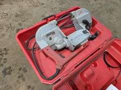 Milwaukee Heavy Duty Hand Held Band Saw with Case and Book, 2 Extra Blades in Case, SN: 678J40707028