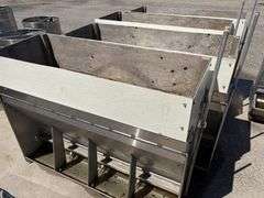 (4) Double Sided Stainless Steel Wet/Dry Pig Feeders, 57” Long