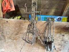 Large Trap Lot Includes (11) Mink/Muskrat Stretchers, (8) 1.5” Traps, (5) Foothold Traps, (6) 110 Tr