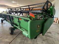 2001 John Deere 925F 25’ Flexhead with Unverferth Head Trailer, Full Finger Reel, SN: H00925F691586.
