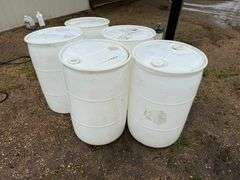 (5) Plastic 50 Gallon Barrells, Buying All for One Money