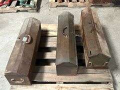 3 Metal Toolboxes, 8 x 32 x 8 with Misc Carpentry Tools, Buying All for One Money