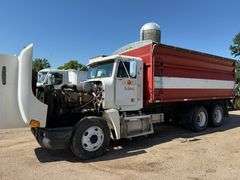 1989 Freightliner Semi, 766,000 Miles, 9 Speed Transmission, 19’ Steel Box, Roll Tarp, 855 Cummins @