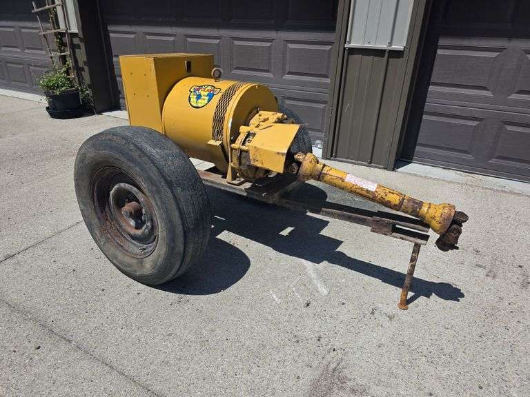 KatoLight PTO Generator Model: 35LR1, 540 PTO, 35 KW, 120/240V, 1800 RPM, on Cart with 15” Tires on 