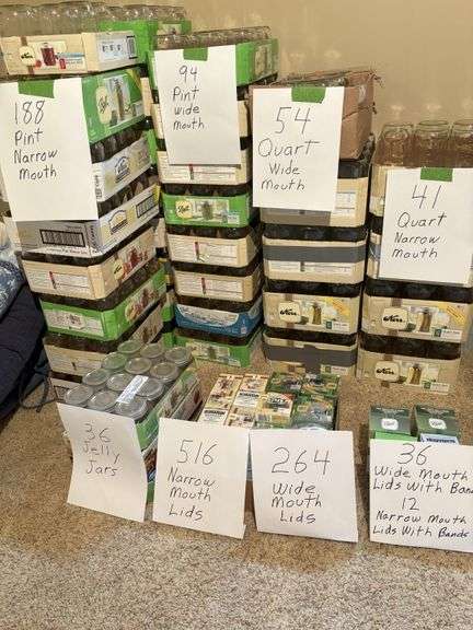 Large Lot of Approx 370 Misc Jars and Lids, Large Variety of Sizes
