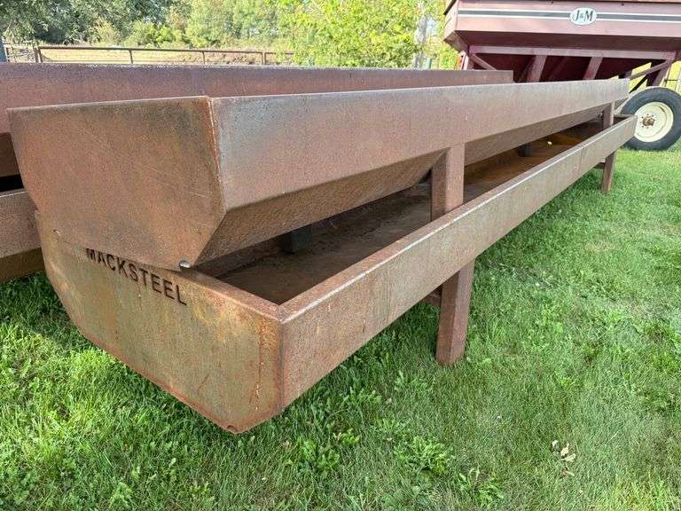 (2) MackSteel Feed Bunks, (1) 20’ Long, 43” Wide, 29” Tall, 15” Deep, and (1) 20’ Long, 34” Wide, 28