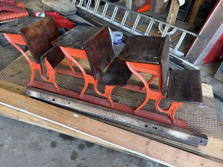 (3) School Desks, Folding Seats, AS Co. 5, Buying All for One Money