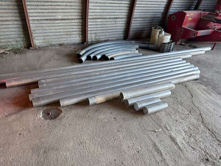 4” Aluminum Air System Tubing, Approx 100’, Assortment of Steel Angle Pipes and Connectors