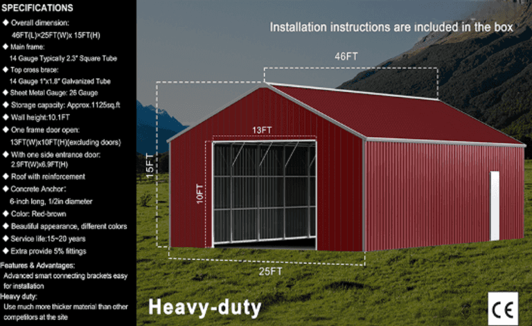 46FTx 25FT Metal Garage (New/Unused)