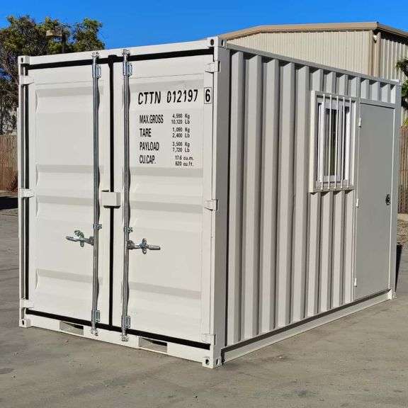 2025 12ft Office Shipping Container w/ Man Door, End Door, Window (New/Unused)