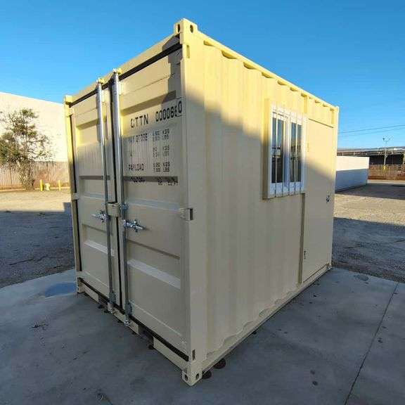 10' Office Shipping Container w/ Man Door, End Door, Window (New/Unused)