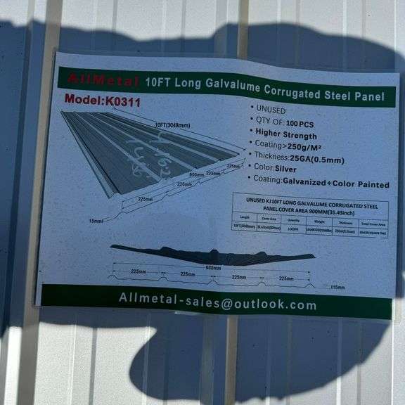 (100) 10' x 36" Corrugated Galvanized Sheet Metal (New/Unused)