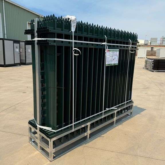 (22) 8’ x 6’ Steel Fence Panels w/ 23 Posts (New/Unused) Green
