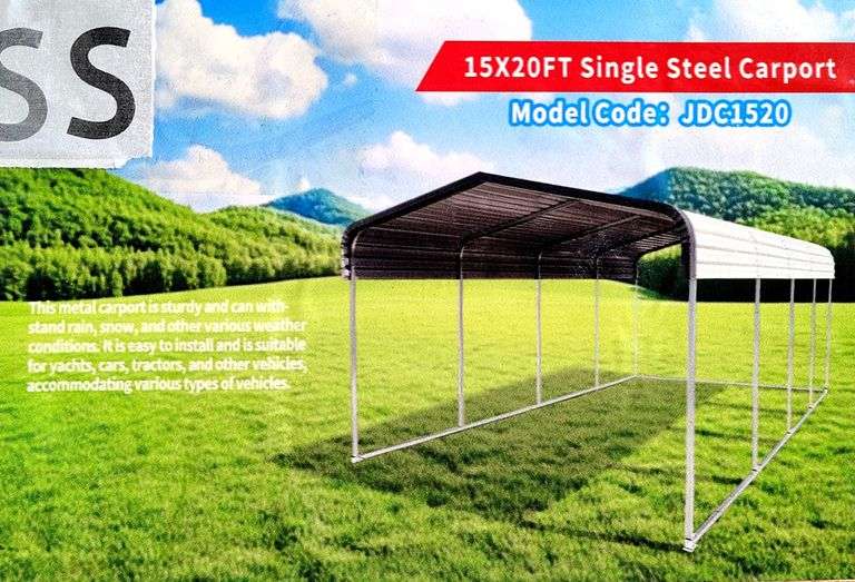 2025 15FT x 20FT Single Steel Carport - Aboss (New/Unused)