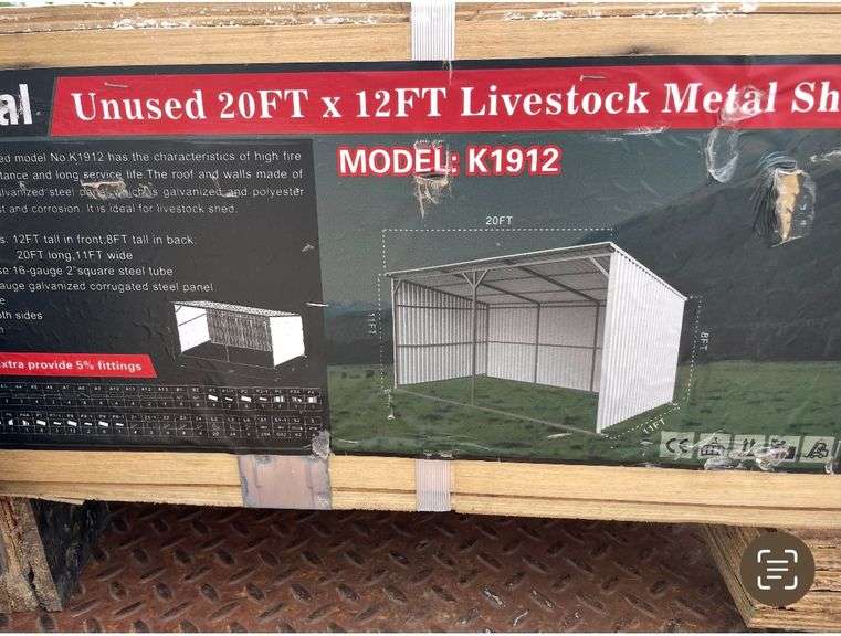 20' X 12' Metal Livestock Shelter (New)