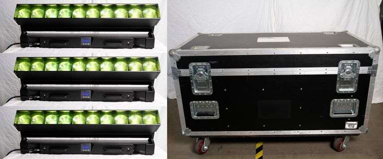 (3) GLP Impression FR10 Bar Motorized 10x60W RGBW Moving Batten w/ Wheeled Hard Case (Holds Up To 3 