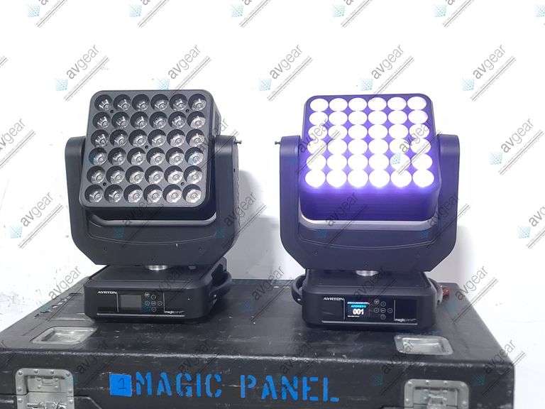 (2) Artyon MagicPanel 602 Modular LED Moving Head Light w/ (4) C-Clamps in Wheel Road Case