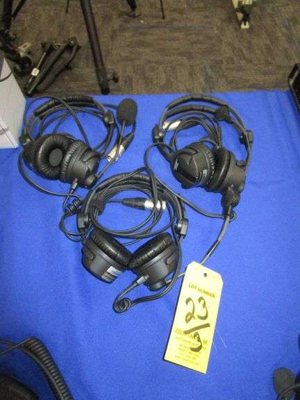 LOT (3) Sennheiser HMD 26-11 Double Muff Headsets w/ Mics