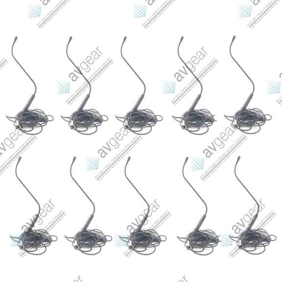 (10) Shure Microflex A412B Bases w/ (10) Gooseneck Microphones in Hard Wheeled Case