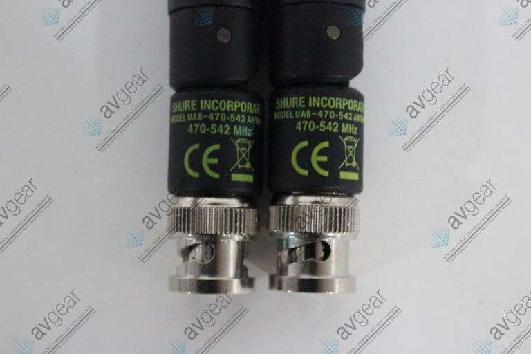 (2) Shure UA8-470-542 1/2 Wave Omnidirectional Receiver Antennas (470-542 MHz)