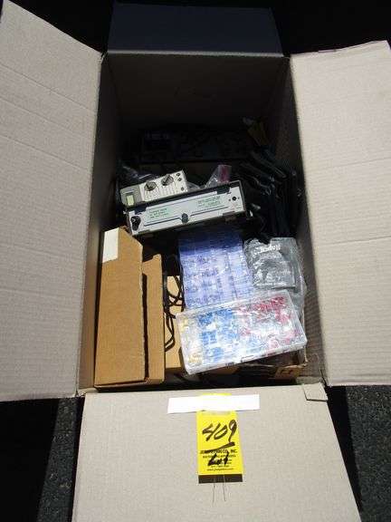 LOT Asst. Electrical Connectors, Test Eq., Etc. in Box