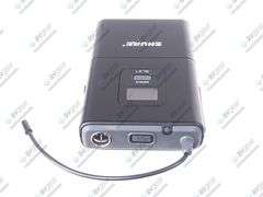 Shure SLX1 J3 Wireless Bodypack Transmitter (572 - 596 MHz) w/ MX185 Lavalier Microphone in Soft Pou