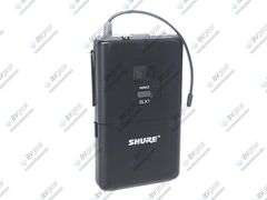 Shure SLX1 J3 Wireless Bodypack Transmitter (572 - 596 MHz) w/ MX185 Lavalier Microphone in Soft Pou