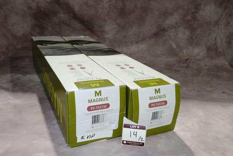 Lot (2) Magnus PV-7451M Tripod/Monopod with 3-Way Pan/Tilt Head and Carry Bag (New in Box)