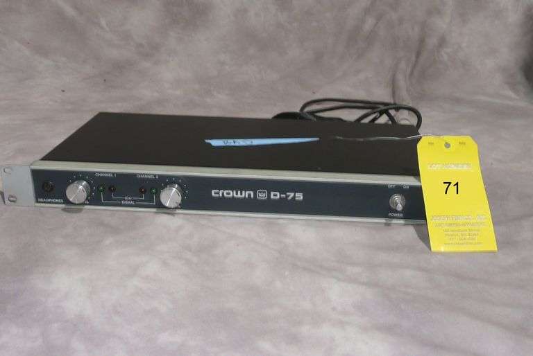 Crown D-75 Audio Amplifier (Marked Bad)