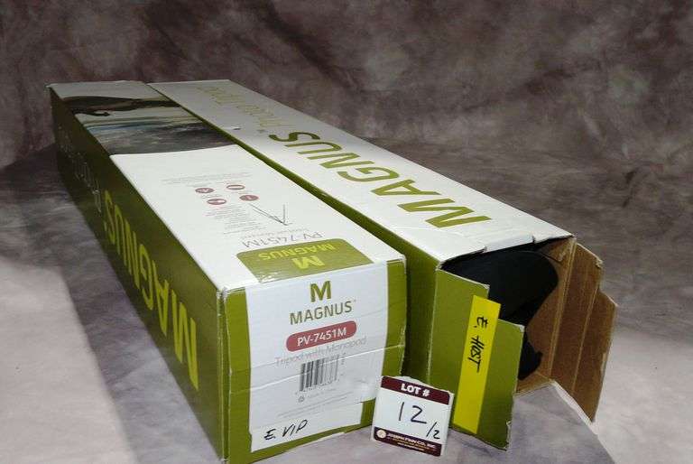 Lot (2) Magnus PV-7451M Tripod/Monopod with 3-Way Pan/Tilt Head and Carry Bag (New in Box. 1 Box Tor