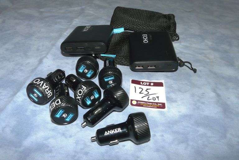 Lot (7) Anker PowerDrive Speed 2 Cigarette Lighter to Dual USB Power Adapters; (2) Anker PowerCore 1