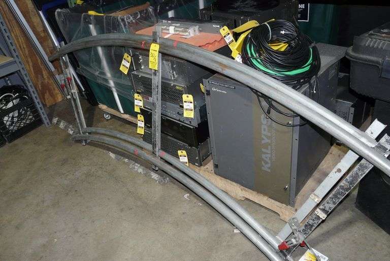 Lot (2) Approx 8 Foot 45 Degree Curved Steel Dolly Track