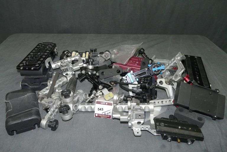 Lot Assorted Shape; Zacuto; Etc Handles; Brackets; Mount Plates and Accessories in Bin