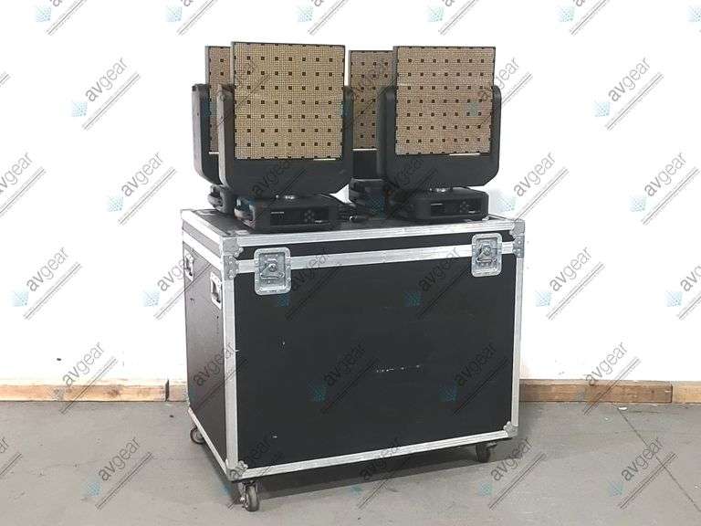 (4) Ayrton Magicburst Moving LED Lights ( 1389,1602,1521,1661 Hours) w/ (4) PSU Cables & Wheeled Roa