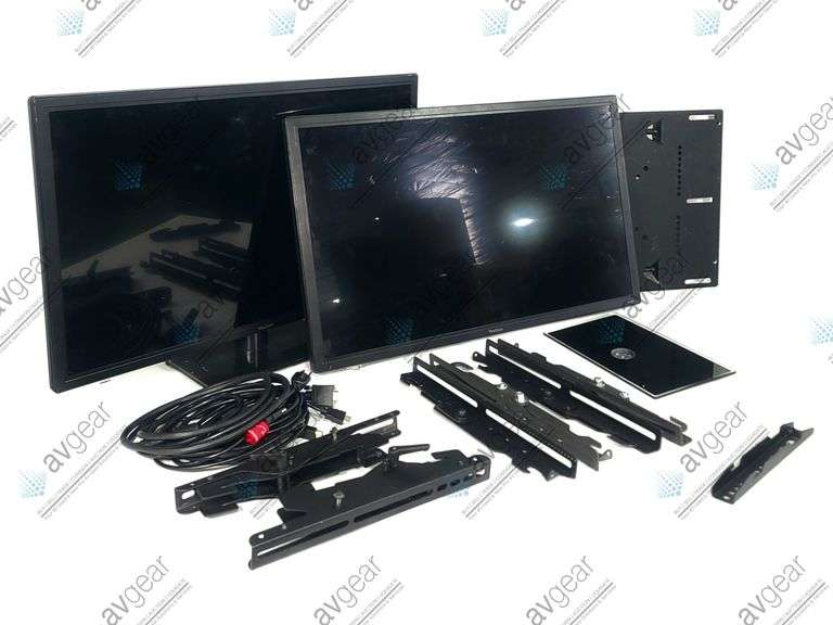 (2) View Sonic VT3200-L LCD TV w/ (8) Mounting Brackets, (2) PSU in Wheeled Road Case