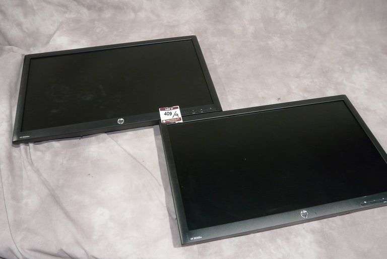 Lot (9) HP ZR2330w 23 Inch Widescreen LED Backlit IPS Monitor with DVI Input with Table Stands (Pict