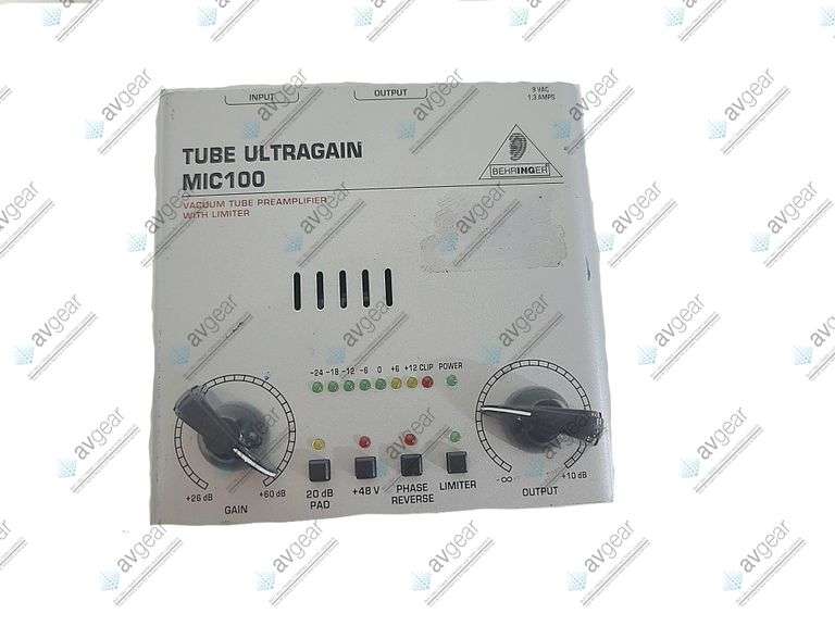 Behringer MIC100 Vacuum Tube Preamplifier with Limiter (FOR PARTS) w/ PSU in Carrying Case
No low e