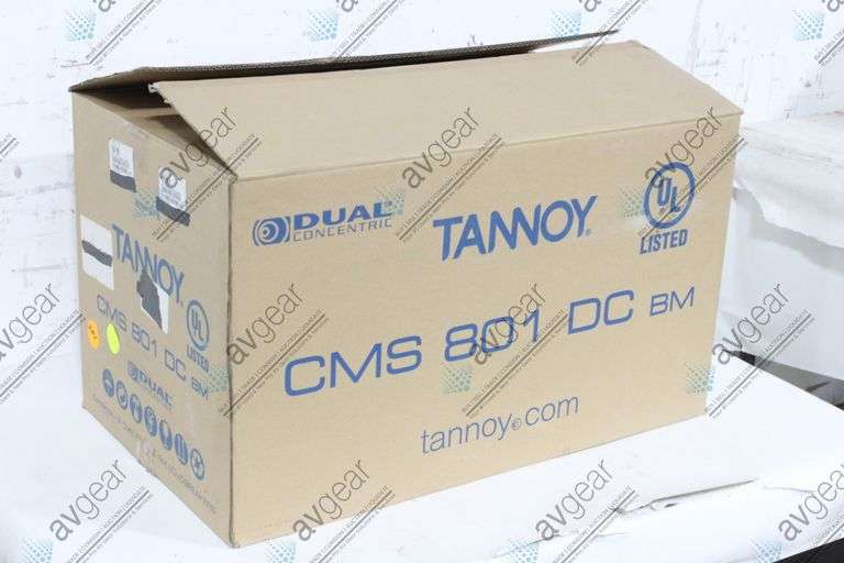 (2) Tannoy CMS 801DC BM Ceiling Monitor Loud Speakers w/ (2) Grilles, (2) Rails & (2) Cut Out Templa