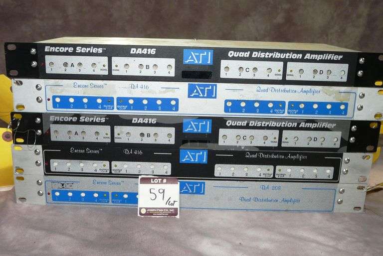 Lot (4) ATI DA416 Encore Series Quad Distribution Amplifiers and (1) ATI DA208 Encore Series Dual Di