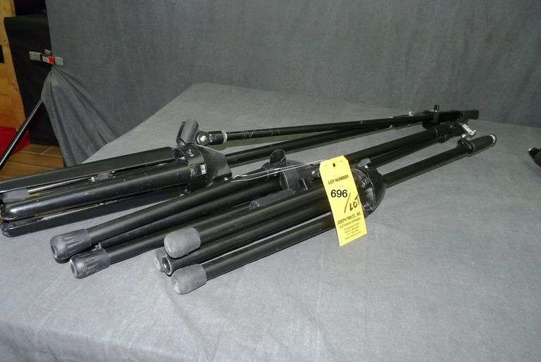 Lot (3) Assorted Mic Stands with (2) Boom Arms