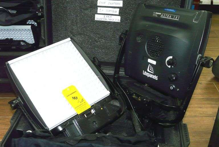 Lot (2) LitePanels Astra 1x1 Bi-Color LED Lights with (2) Snapbag Softbox Diffuser and Power Supplie