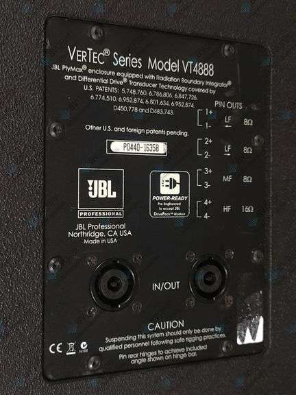 JBL VT4888 VerTec Series 3-Way Passive Line Array Speaker w/ Wheeled Dolly and Soft Cover
Frame is 