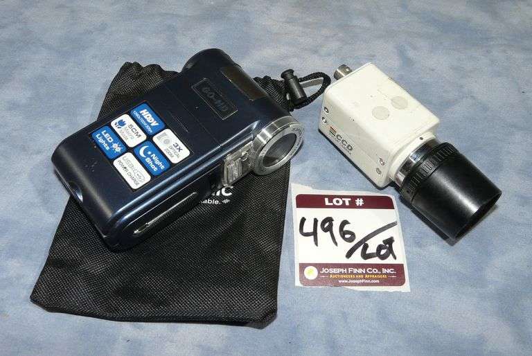 Lot (1) AIPTEK DAM-Z5X HD-DV Camcorder with Pouch and (1) CCD Color Camera with Fujinon YF8A-2 Lens