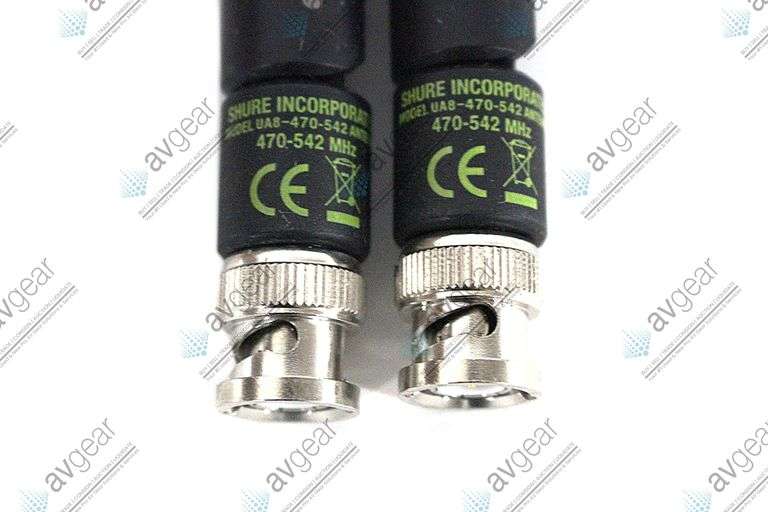 (2) Shure UA8-470-542 1/2 Wave Omnidirectional Receiver Antennas (470-542 MHz)