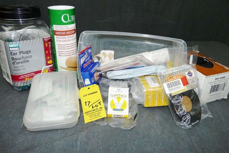 Lot Assorted Ear Plugs; Curad Adhesive Moleskin 9 Inch x 4 Yards Roll (New); Topstick Tape and Other