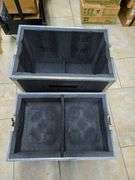 ATA road case for 2 JBL EON510 speakers with casters; Two compartments each 13"x10.5" x 20" high